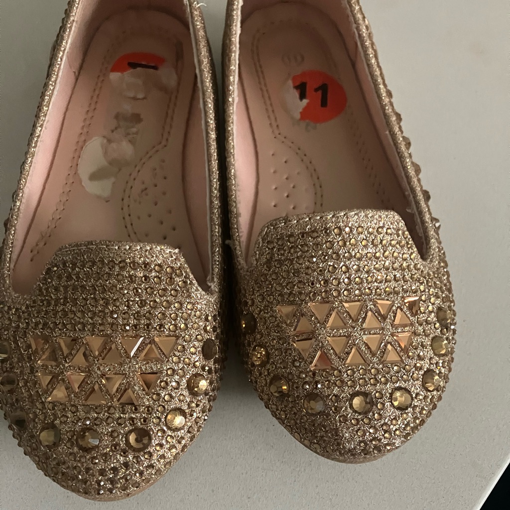 Girls Gold Shoes With Gems